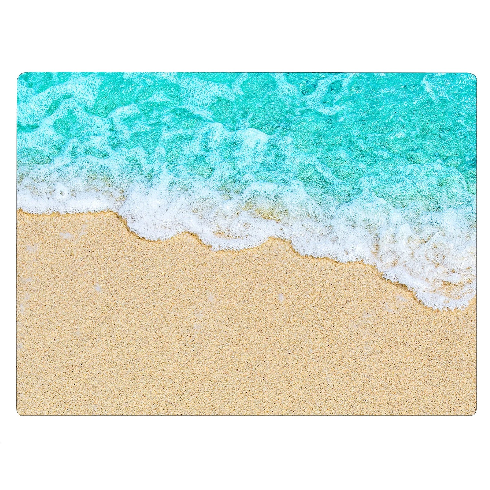 Coastal Shoreline Waves Sandy Beach Kitchen Glass Cutting Board Ocean Decorat...