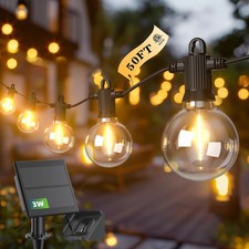 Outdoor Solar String Lights, IP65 Waterproof Shatterproof Edison Hanging Ligh...