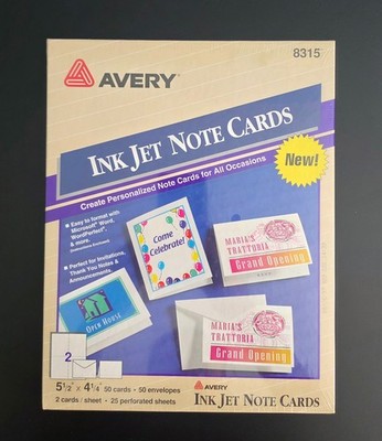 Vintage Avery 8315 Ink Jet Note Cards Sealed 50 Cards 50 Envelopes NOS