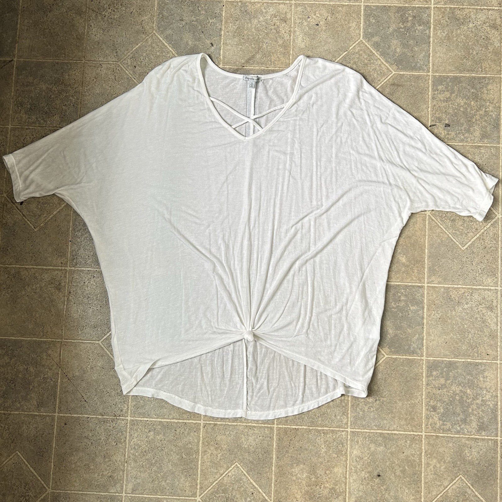 Charlotte Ruse Womens Blouse Size XL White Dolman Sleeves