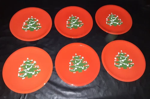 Waechtersbach Germany Christmas Tree Pattern Red Lot Of 3 10" Dinner Plates! #4