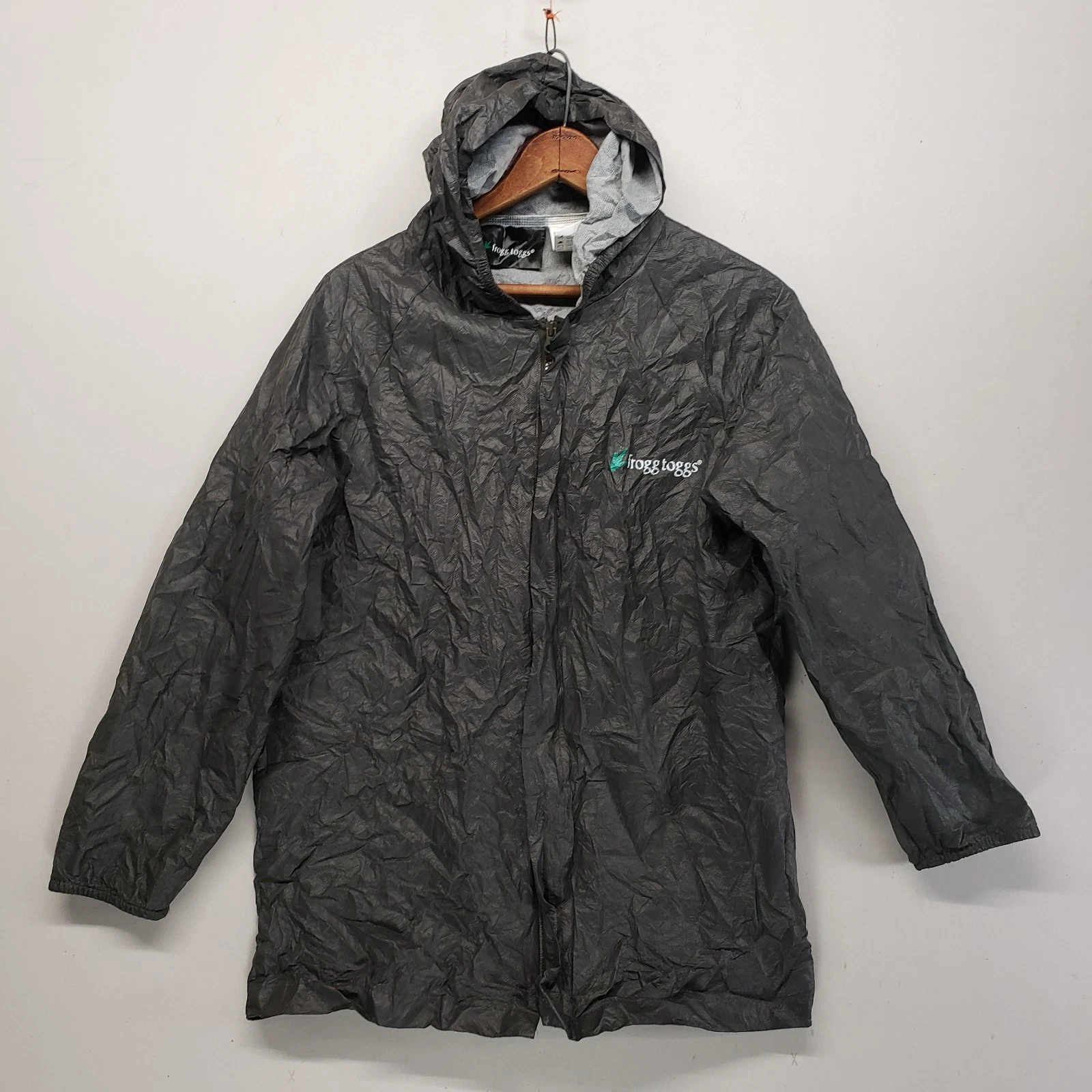 Frogg Toggs Youth Rain Suit Set Jacket Pants L/XL Charcoal Gray Waterproof Hood