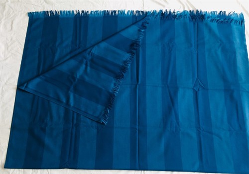 Vintage KLM Royal Dutch Airline Cabin Blanket Throw Blue Stripes 
