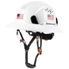 Full Brim Hard Hat with Built-in Visor Vented Construction Safety Helmet OSHA...