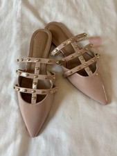 Size 5 Wide Fit New asos slip on backless flat shoes patent Nude pink Pointy Toe