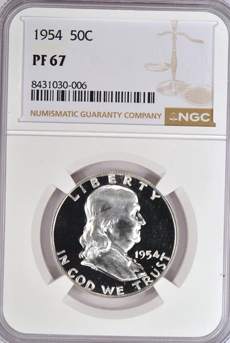1954 Franklin Half Dollar Proof NGC PF 67 PR Frosty Silver Coin 50C