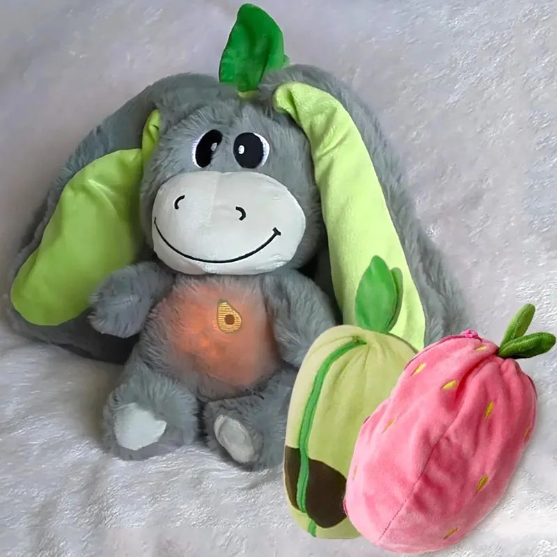 Atmendes Kuscheltier Schlafender Esel mit Atembewegung und Musik Kinder Geschenk