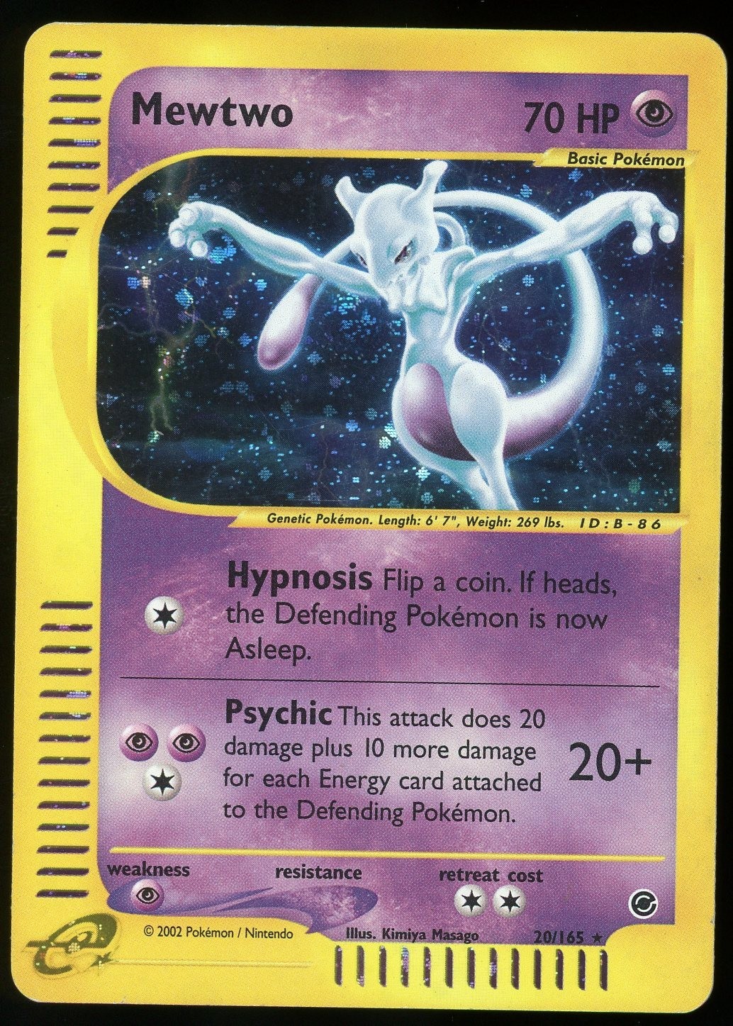 Pokemon TCG Mewtwo Holo Rare 20/165 Expedition WOTC E Reader MP SWIRL