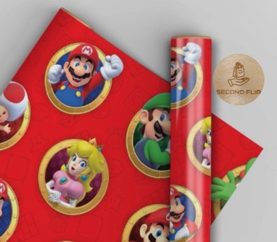 Geschenkpapier | Super Mario| Nintendo| 2x2M x70cm| Peach| Mario| Luigi| Toad