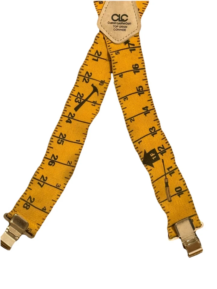 (2)-Suspensores de trabajo con patrón de regla artesanal de cuero personalizados, talla 1 para todos. 110RUL Foto 3 de 4