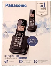 Panasonic Expandable Cordless Phone System Amber Display 2 Handsets KX-TGC352B