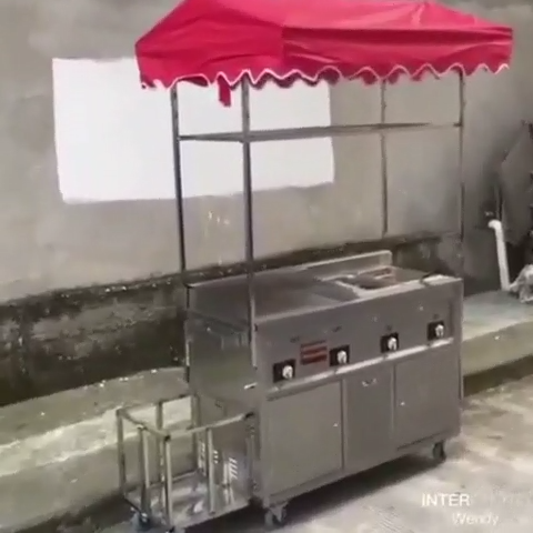 Edelstahl Street Food Hotdog Kioskwagen mit flacher Oberseite Grillplatte & Fritteusen - Video 1 von 1