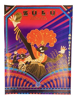 ポスター U 1990 Mardi Gras New Orleans Louisiana Coleman Poster ZULU Social