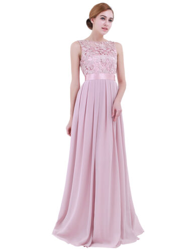 AU Women Long Gown Chiffon Prom Evening Party Bridesmaid Wedding Maxi Dress - Picture 31 of 45