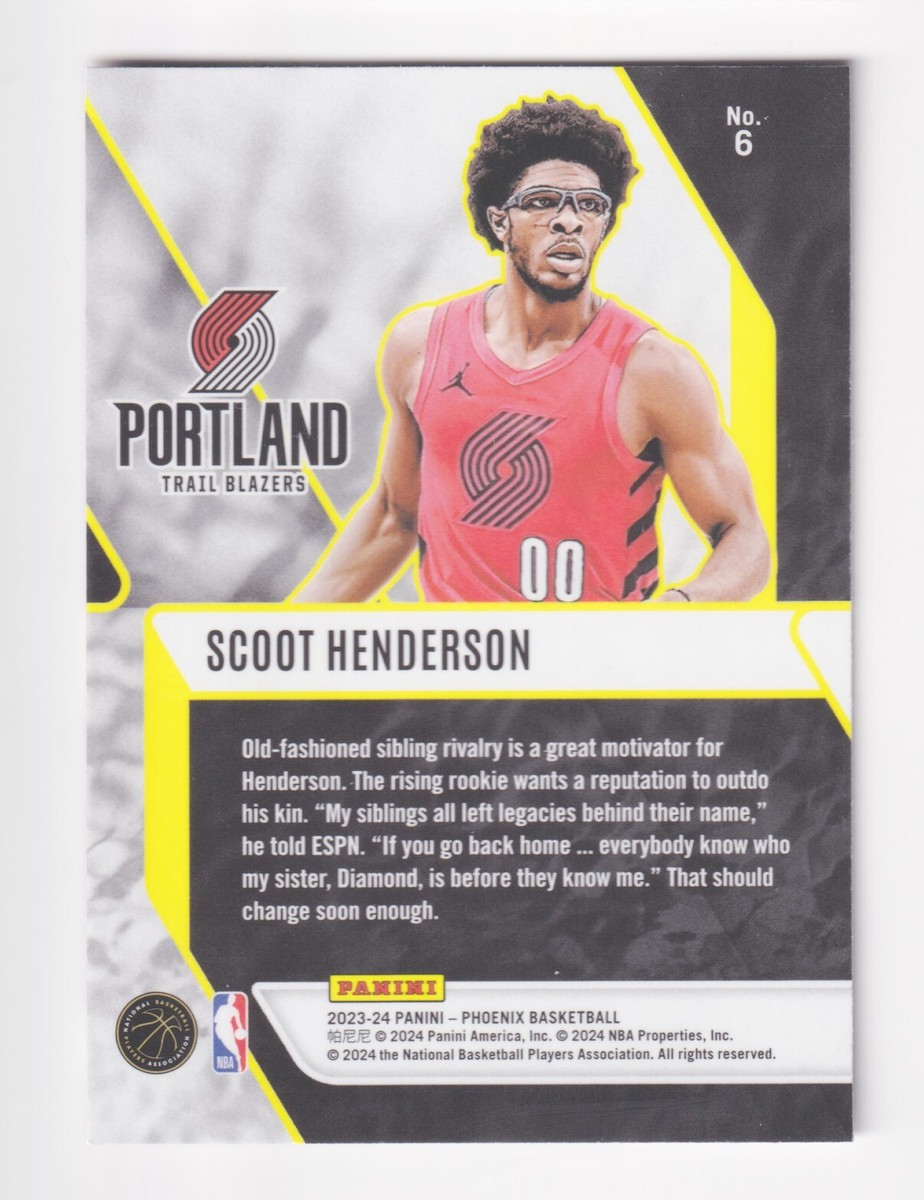 2023-24 Panini Phoenix FADE TO BLACK #6 SCOOT HENDERSON RC 2023-24 Panini Phoenix FADE TO BLACK #6 SCOOT HENDERSON RC