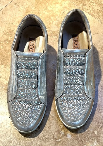 Nicoli Designer Women Shoes Luxury Crystal Bling Silver Leather Size 38, 7.5 - Picture 8 of 8
