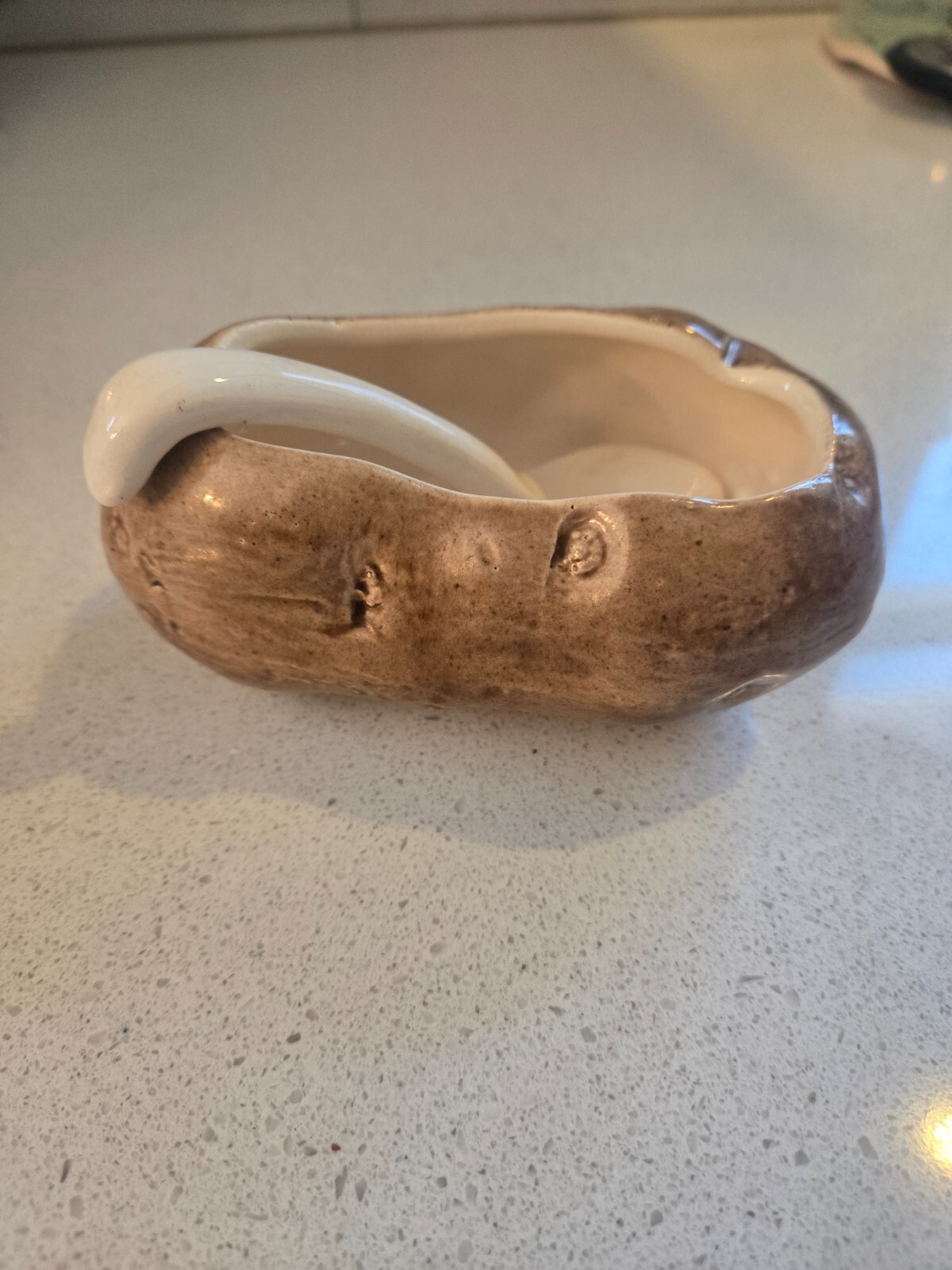 Vintage ceramic baked potato bowl & spoon for gravy/sour cream 5