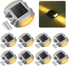 Solar Deck Lights Driveway Dock Lights,  8-Pack Led IP67 Waterproof Outdoor Warn