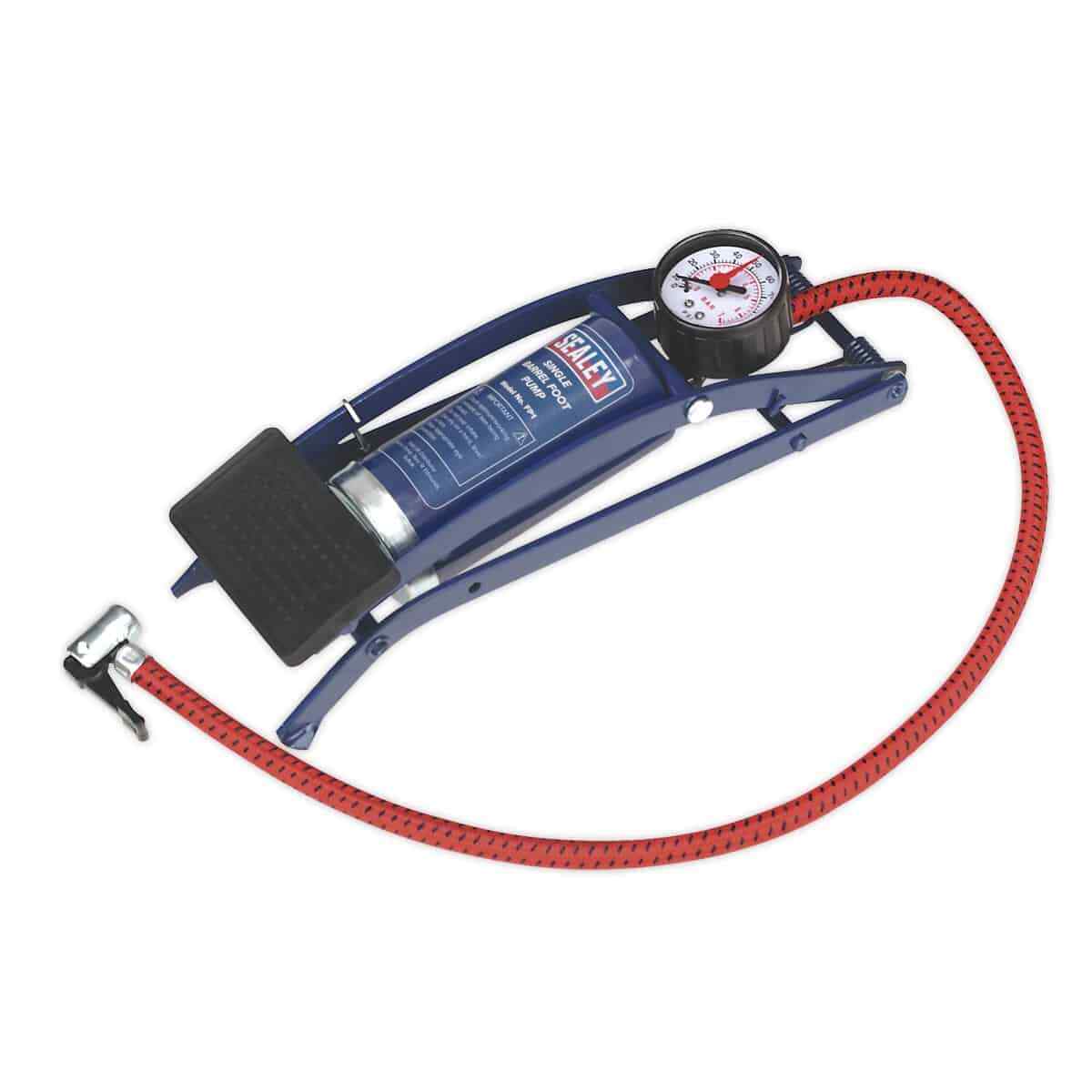 Sealey Foot Pump Single Barrel Car Van Wheel Tyre Air Inflator Garage Worksho...