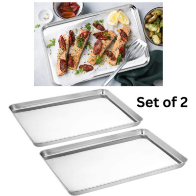Edelstahl Backblech 2er Set, Backblech Plätzchenblech Profi