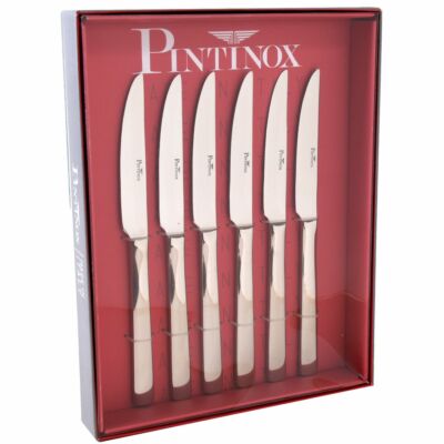 PINTINOX Steakmesser Set Edelstahl extra scharf Millenium Wellenschliff 6tlg