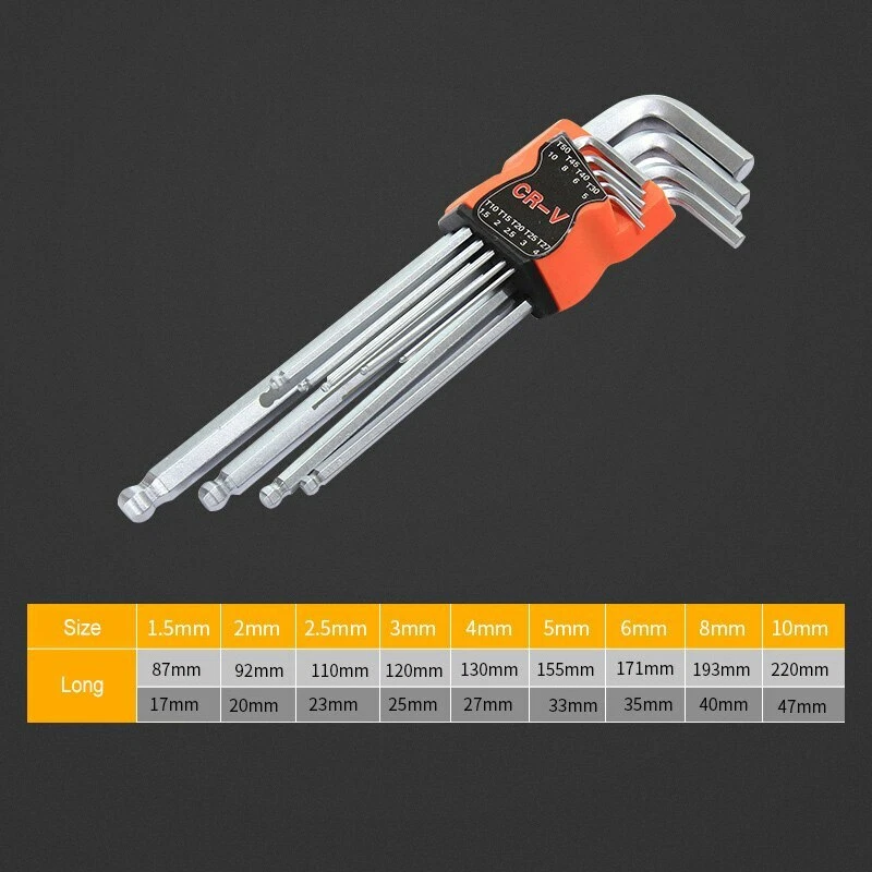 9pcs Universal Hex Key Wrench Set Double End Home Allen Wrench Repair Hand Tools