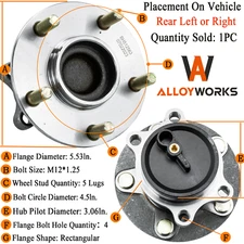 512563 Rear Wheel Bearing Hub Assembly for 2013-2020 Mitsubishi Outlander L4 FWD