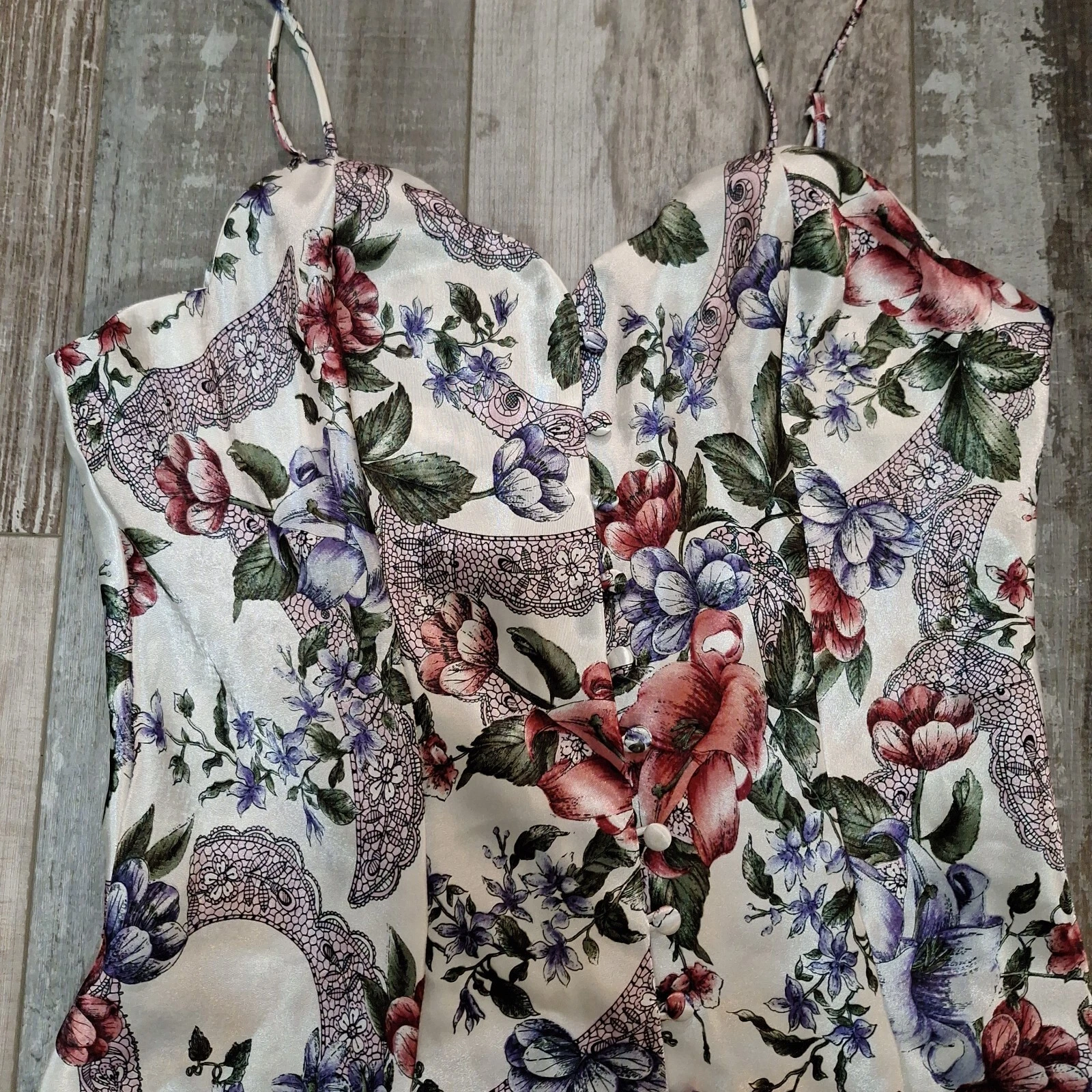 UNDERCOVER Camicia da notte romantica vintage Victoria's Secret silenziosa slip dress negligee raso