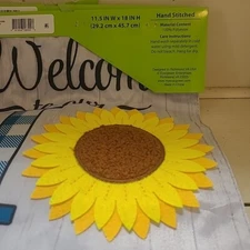 Meadow Creek Embroidered Yard Flag Welcome To Our Home Sunflower  18x11.5 New