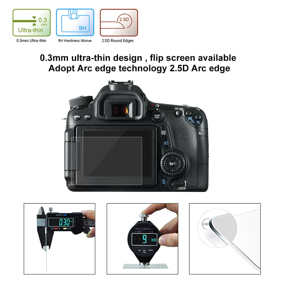 For Canon EOS 650D/70D/700D/750D/760D/80D Tempered Glass Screen Protector Film - Image 4 of 4