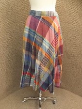 Stand Out Colorful Fall Season Vintage Pleated Calf Length Skirt Sz 28 Waist
