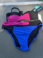 NWT Profile By Gottex Swimwear Size Bikini Set Blue Pink Black 6/10