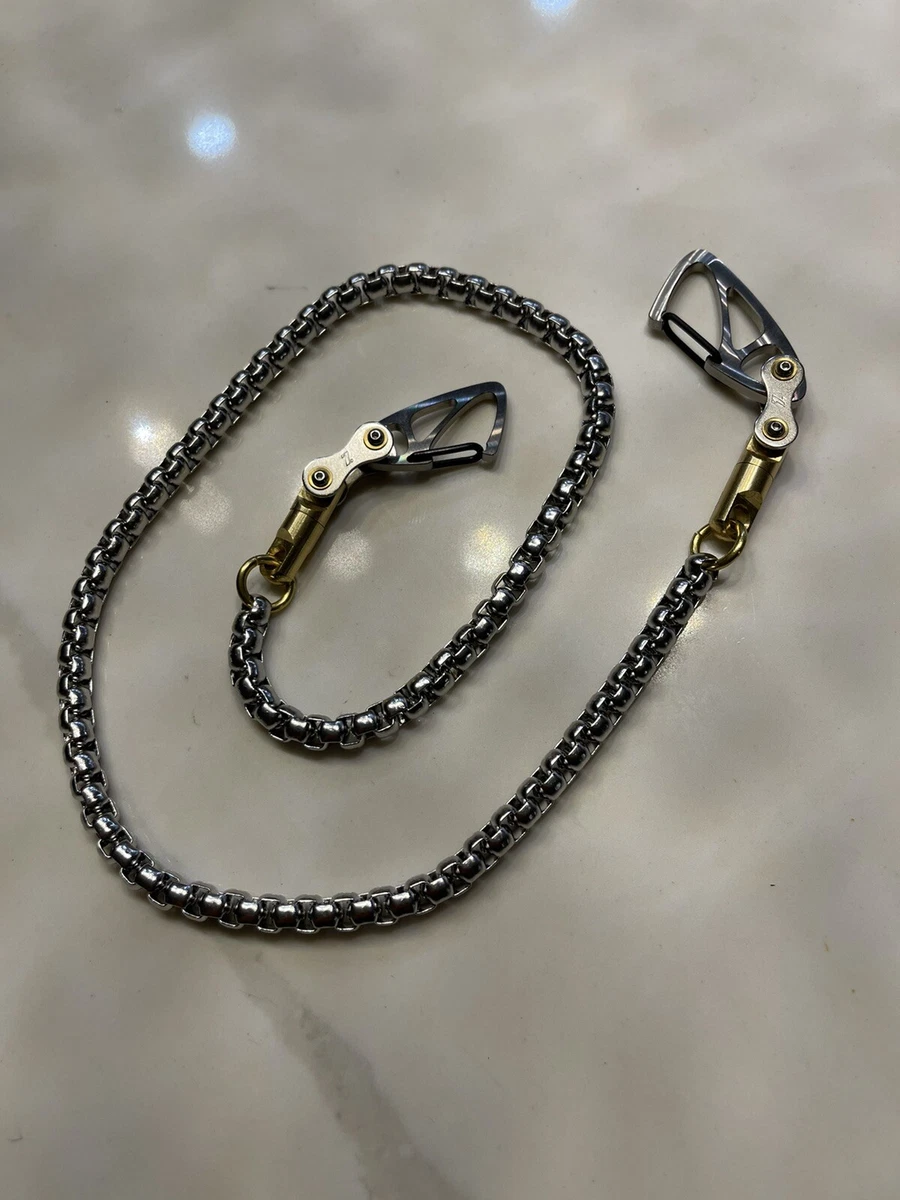 Biker Wallet Chain w Titanium Carabiners Stainless Steel Chain 25 3 4 Inch