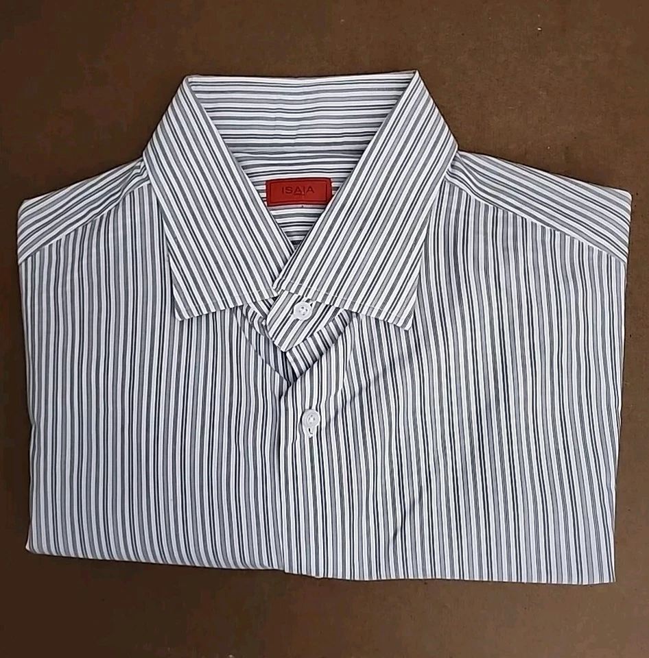 Isaia Napoli. Men Dress Shirt. Made In Italy Size 18 - Image 3 of 4