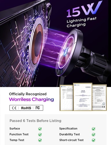 LISEN Magnetic Car Mount Charger iPhone 12 13 14 15 16 Magsafe 15W Pro Max Mini - 第 4/17 張圖片
