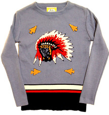 Vintage 1970s Kmart Boys Size M Native American Arrowheads Tufted Front Design