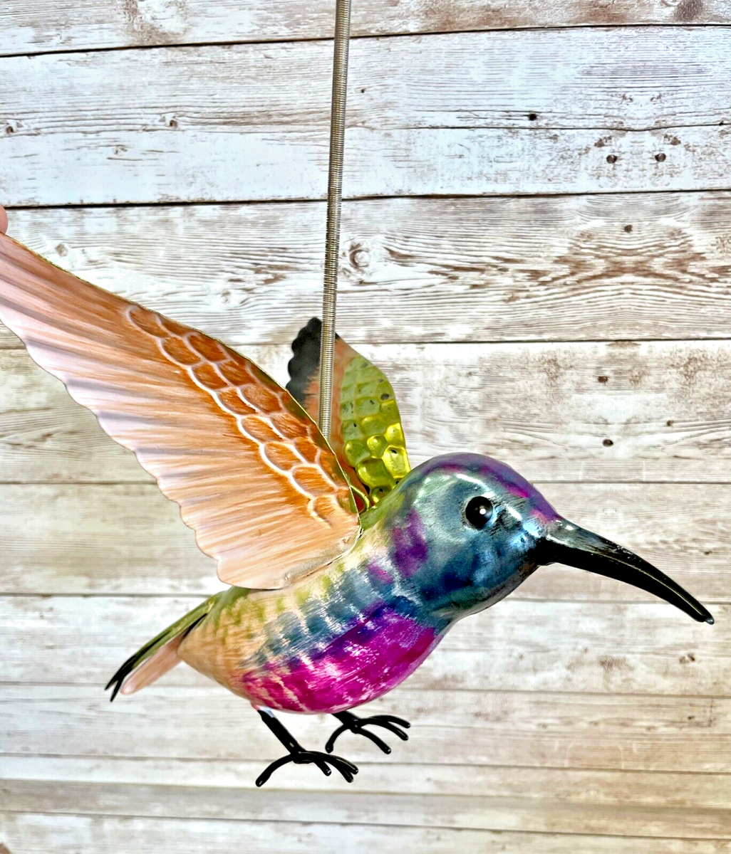 Hummingbird Metal Bouncy Garden Bird Decor 16