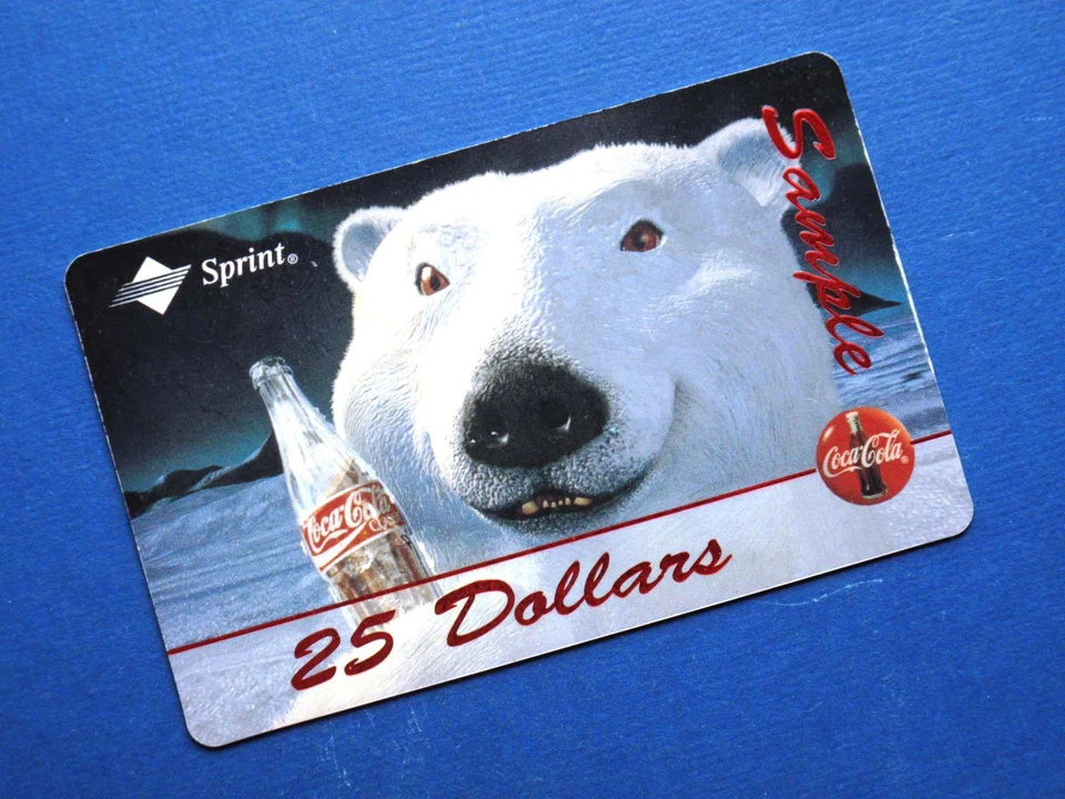 Tarjeta telefónica Cola-Cola Polar Bear 1995 de Sprint muestra especial edición de $25 Foto 2 de 4