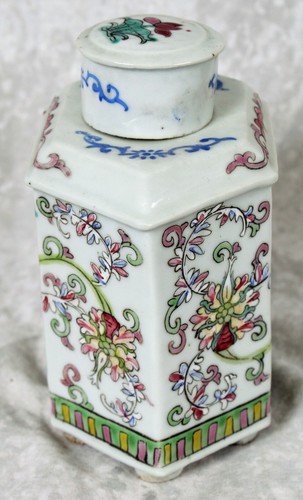Par de 2 caddy de té de porcelana china Jingdezhen 6 caracteres marca hexagonal forma - Imagen 6 de 12