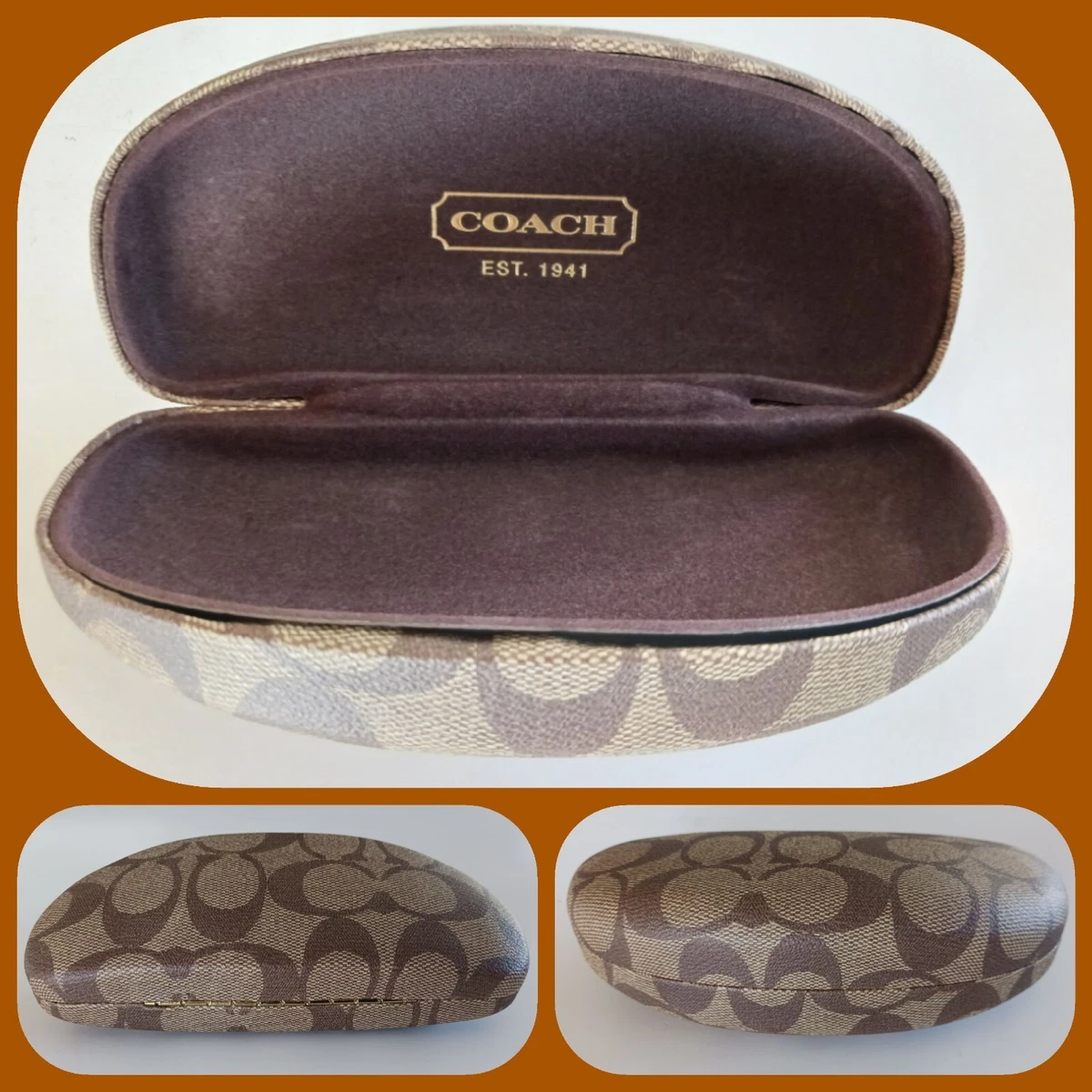 Coach Taupe & Brown Classic Print Sunglasses Case NWT Coach Sunglass Case CZ207 Tan Brown Signature Canvas  main image 2