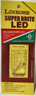 Linrose Super Brite Led Two Colors In One LED B4301F1/5 Red/Green
