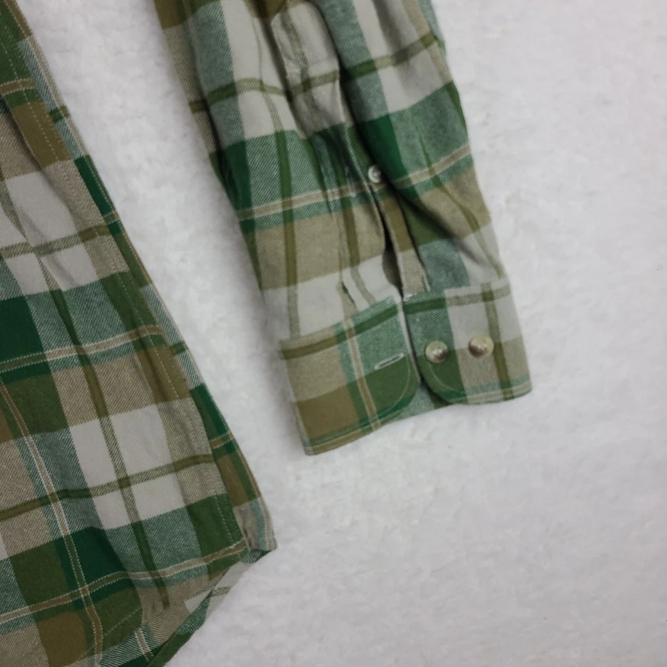 Camisa Beretta Para Hombres XL Verde Marrón Franela a Cuadros Algodón Vestido Abotonado De Colección Foto 2 de 4