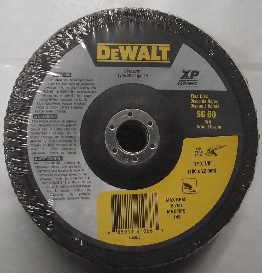 DeWalt DWA8287 Flap Disc 7" X 7/8" T29 XP Ceramic 60 Grit Quantity 5