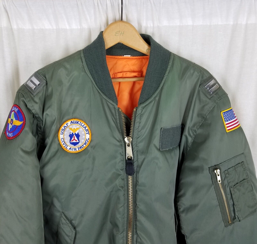 Vintage Jacket Flyers Man Intermediate MA 1 Aviator Flight Bomber Mens L USAF - Picture 2 of 12