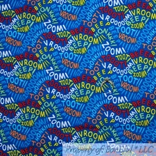 BonEful FABRIC FQ Cotton Quilt Blue Red Yellow Green White Car Baby Boy Word USA