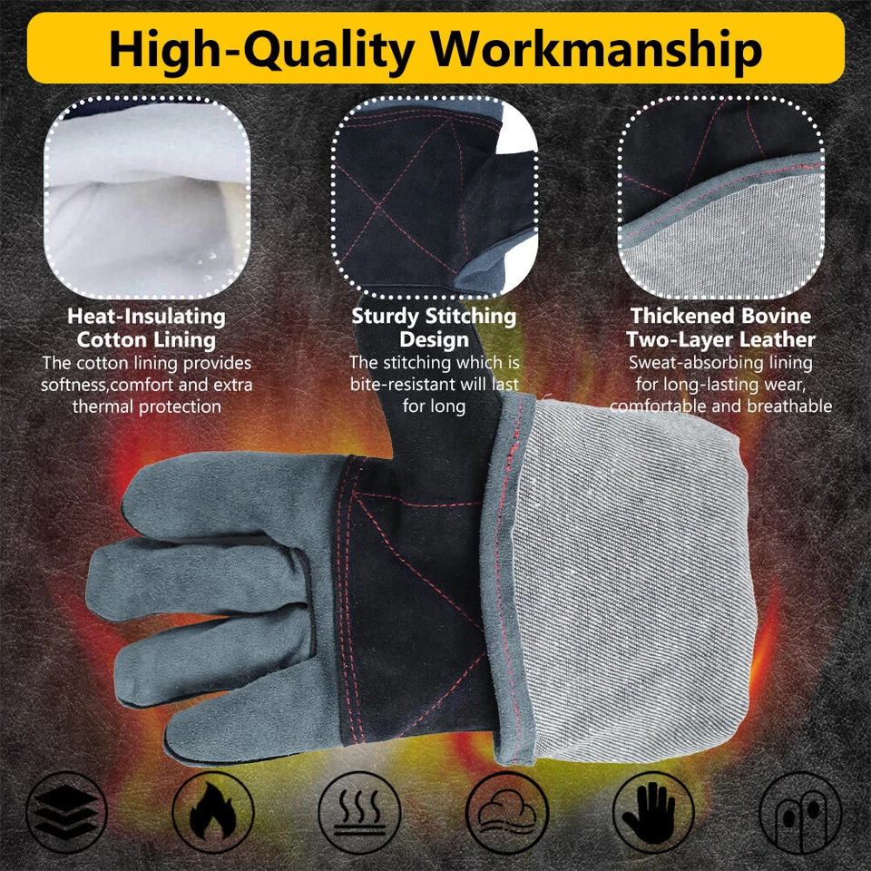 Animal Handling Gloves Bite Proof Leather Sleeve Dog Cat Snake Safety Protector - Image 3 of 4