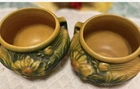 Pair of Roseville art pottery peony Jardinieres 661-3"