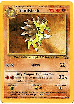 Pokemon Fossil Card 41/62 Sandslash UNLIMITED EDITION