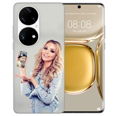 Silikon Case TPU Schutzhülle Handy Tasche für Huawei mit Namen Bild Fotodruck - Bild 1 von 4