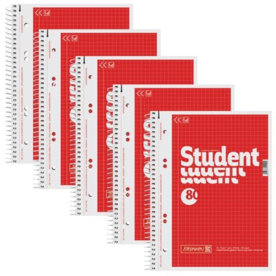 5x BRUNNEN Collegeblöcke Student A5 kariert - OVP